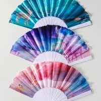 Веер пластик, текстиль "Олени" МИКС широкие лопасти 23 см Веер пластик, текстиль "Олени" МИКС широкие лопасти 23 см