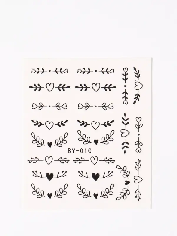 Слайдеры для ногтей «Сердечки и веточки», чёрные Слайдеры для ногтей «Сердечки и веточки», чёрные