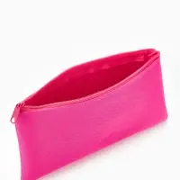 Косметичка-пенал на молнии, плоская, маленькая, однотонная, малиновая