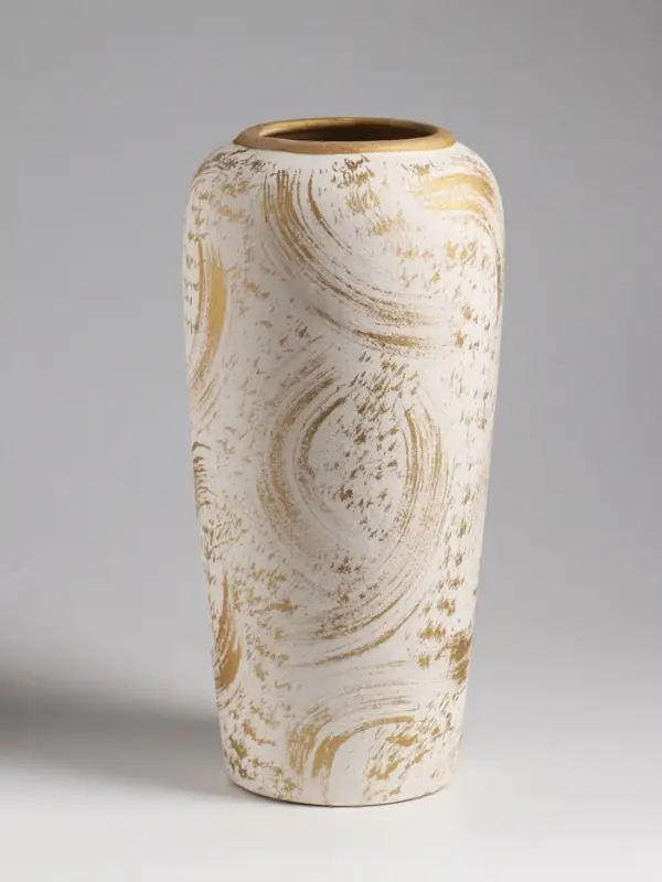 Ваза настольная керамика Ваза настольная керамика "Сэнс" 28,5х13 см, бело-золотой