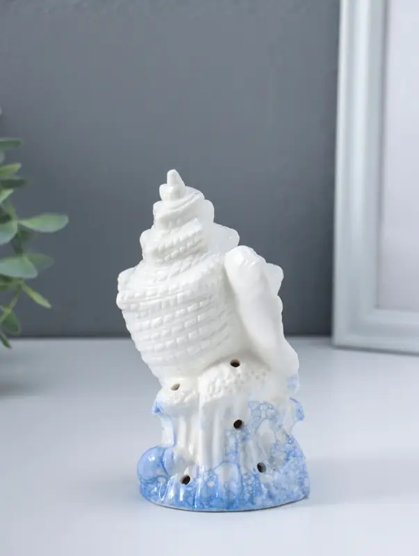 Сувенир керамика свет "Ракушка" бело-синий 7,5х8,5х13,5 см