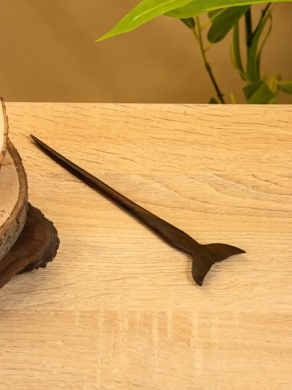 Заколка для волос фигурная, дерево Соно, 18х3 см, цв. тёмно-коричневый