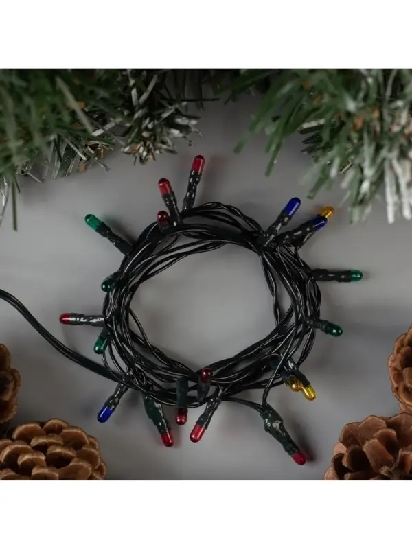 Гирлянда &laquo;Нить&raquo; 1.2 м, IP20, тёмная нить, 20 ламп, свечение мульти, 220 В