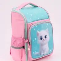 Рюкзак школьный, с эргономичной спинкой, 2 отделения &laquo;Белый котик&raquo;