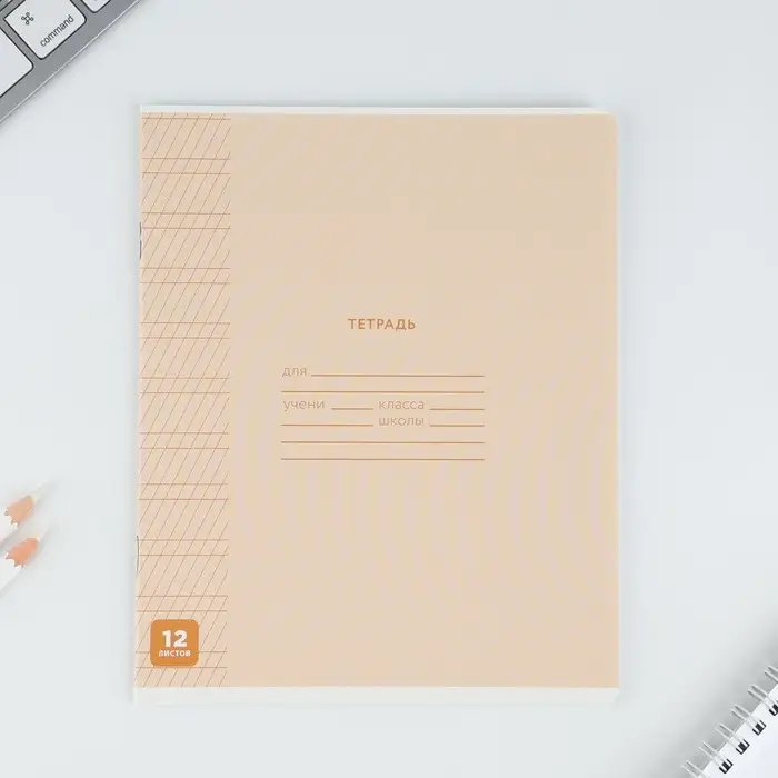 Тетрадь 12 листов в частую косую линейку, А5, на скрепке, блок №1 &laquo;Минимализм&raquo; МИКС