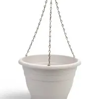 Кашпо подвесное для цветов, пластиковое, d=25 см, h=16 см, белое, Greengo