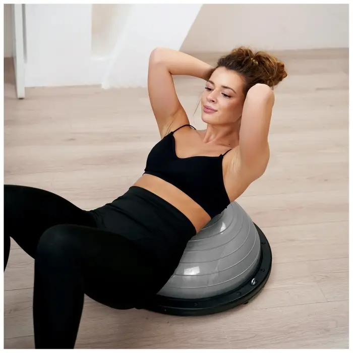 Полусфера BOSU гимнастическая ONLYTOP, с насосом, 58&times;25 см, серая