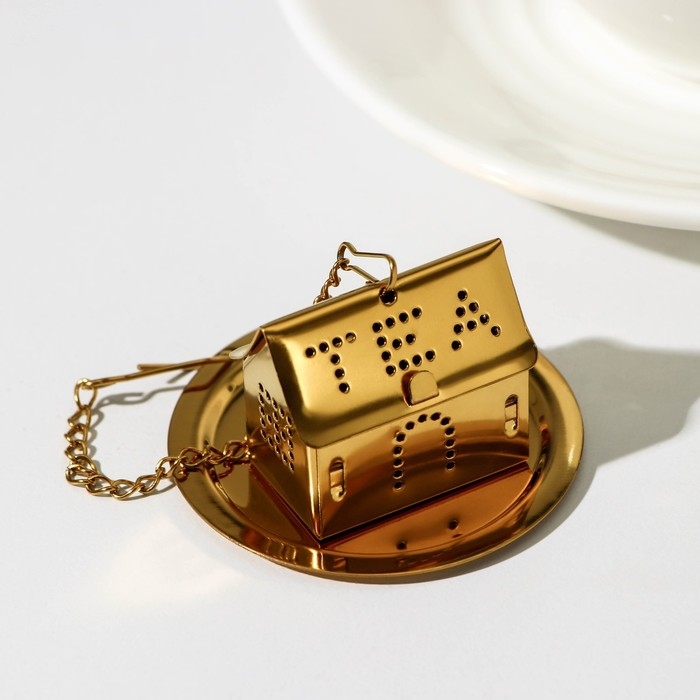 Сито для чая Goldie, домик, цвет золотой Сито для чая Goldie, домик, цвет золотой