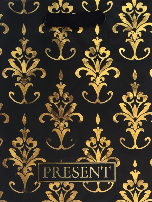 Пакет подарочный вертикальный «Черное золото», MS 18 х 23 х10 см