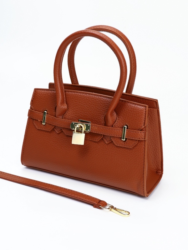 Сумка женская, 23*8*15, длин. ремень, отд. на молнии, рыжий