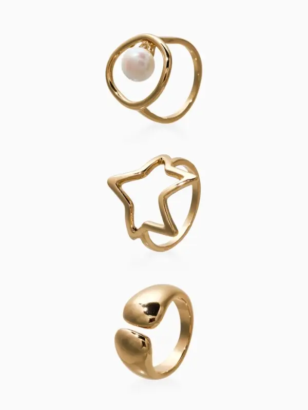 Набор колец 3 шт "Новый стиль" космос, размер МИКС, цвет белый в золоте