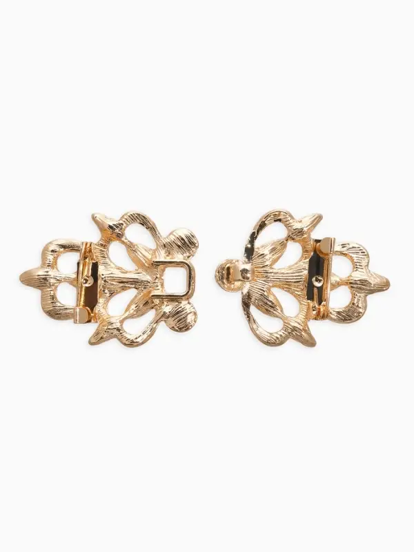 Зажим для кардигана Зажим для кардигана "Ажур", цветы, цвет золотой в золоте