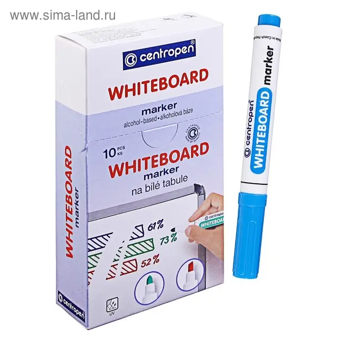 Маркер для доски 5.0 мм Centropen 8559, линия 2,5 мм, цвет голубой