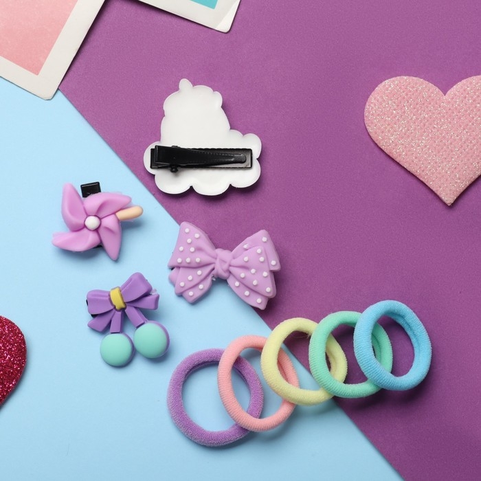 Набор для волос Набор для волос "Выбражулька" (10 резинок,4 зажима) единорожка, микс