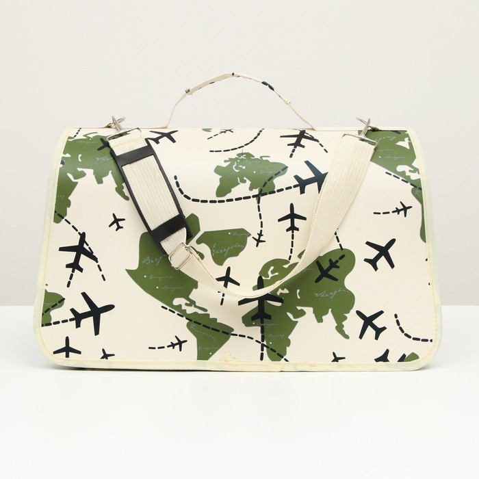 Сумка - переноска для животных  Сумка - переноска для животных "Самолеты", белая, размер S, 37,5 х 17 х 22 см