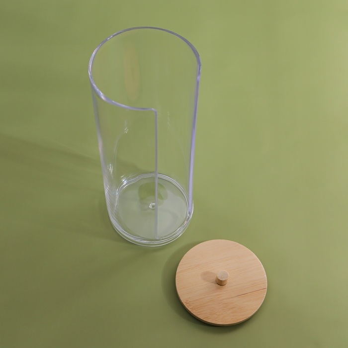 Органайзер для ватных дисков, с крышкой, d = 6,5 × 18 см, в картонной коробке, цвет прозрачный/коричневый Органайзер для ватных дисков, с крышкой, d = 6,5 × 18 см, в картонной коробке, цвет прозрачный/коричневый