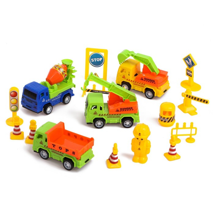Набор игровой «Строительная площадка», машины с инерцией, цвет МИКС Набор игровой «Строительная площадка», машины с инерцией, цвет МИКС