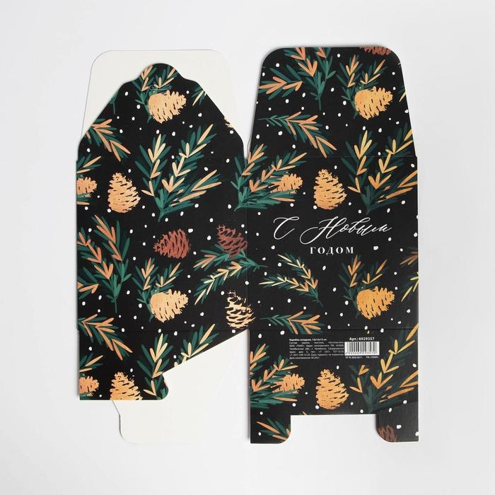 Коробка подарочная новогодняя складная «Шишки», 12 х 12 х 12 см, Новый год Коробка подарочная новогодняя складная «Шишки», 12 х 12 х 12 см, Новый год