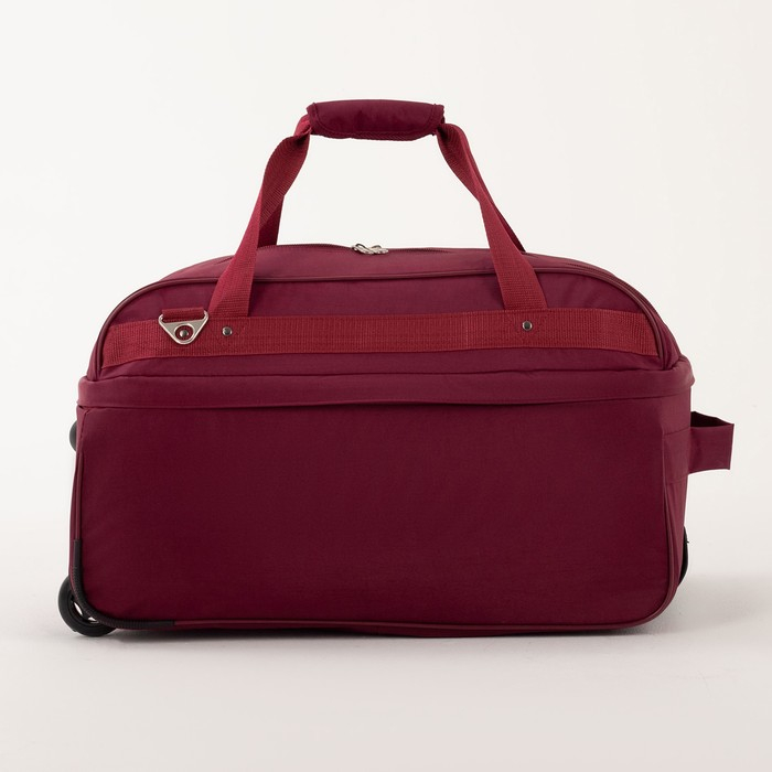 Сумка дорожная на колёсах, отдел на молнии, с увеличением, наружный карман, длинный ремень, цвет бордовый Сумка дорожная на колёсах, отдел на молнии, с увеличением, наружный карман, длинный ремень, цвет бордовый