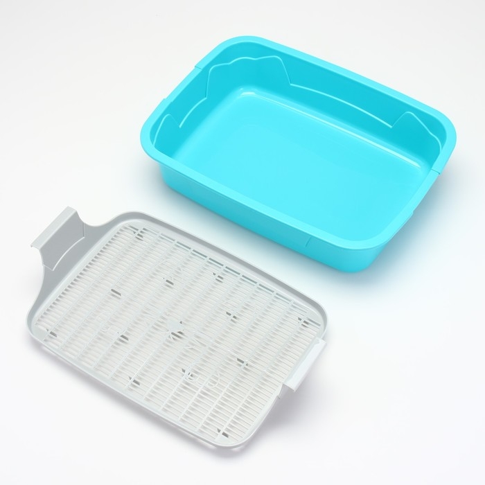 Туалет с сеткой,  45х34х15 см,  серый/бирюзовый Туалет с сеткой,  45х34х15 см,  серый/бирюзовый