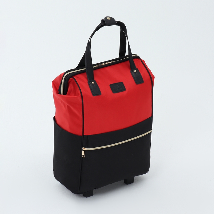 Сумка дорожная на колёсах, наружный карман, цвет чёрный/красный Сумка дорожная на колёсах, наружный карман, цвет чёрный/красный