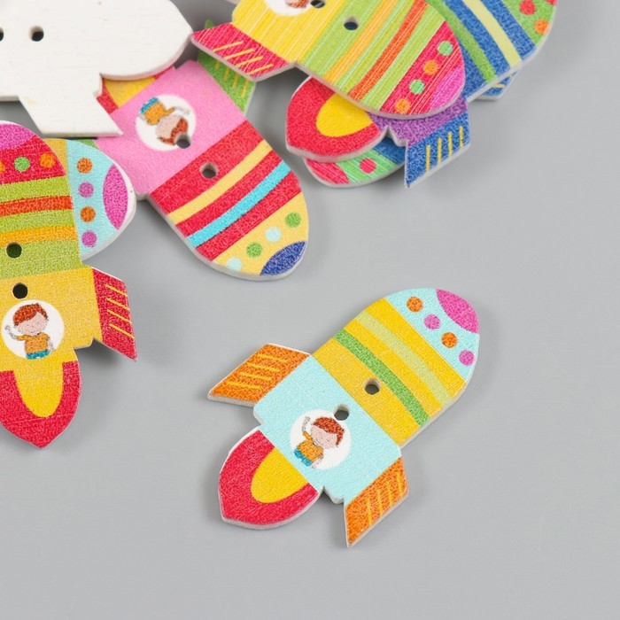 Пуговицы дерево для творчества 2 прокола Пуговицы дерево для творчества 2 прокола "Ракета" набор 20 шт 2,3х3,6 см