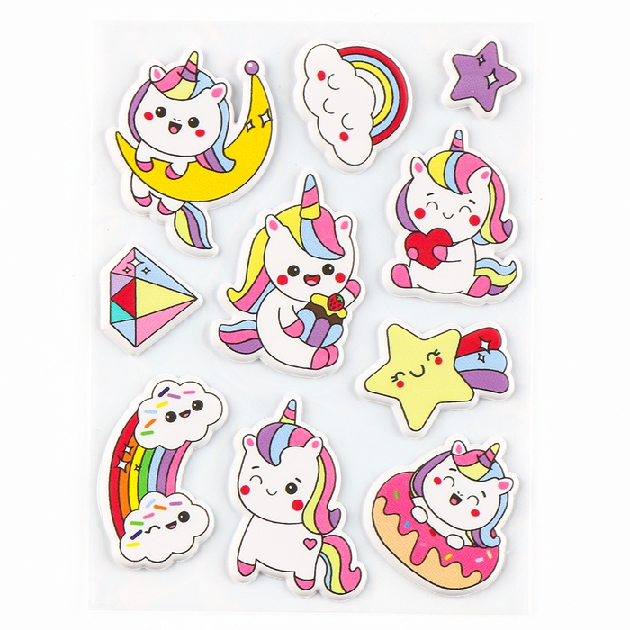 Набор для творчества «Единороги», наклейки для декора — 10 шт. Набор для творчества «Единороги», наклейки для декора — 10 шт.