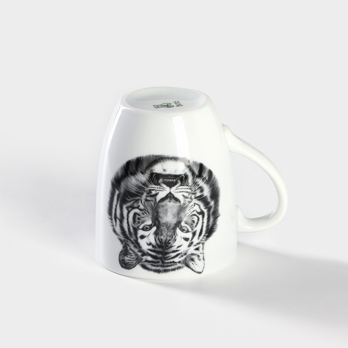 Кружка фарфоровая &laquo;Тигр&raquo;, 300 мл, белая