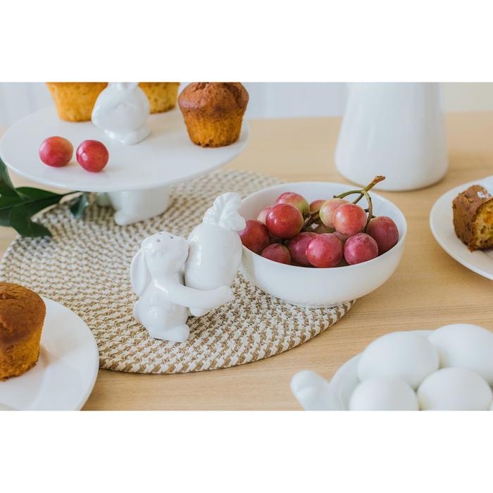 Набор для специй Доляна «Зайка», 2 предмета: солонка 50 мл, перечница 40 мл, цвет белый Набор для специй Доляна «Зайка», 2 предмета: солонка 50 мл, перечница 40 мл, цвет белый