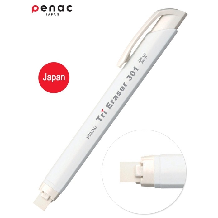 Ластик с держателем Penac Tri Eraser, выдвижной, белый корпус Ластик с держателем Penac Tri Eraser, выдвижной, белый корпус