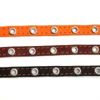 Ошейник кожаный однослойный с рифлеными люверсами, 35&times;1.2 см, ОШ 10-28 см, безразмерный, микс цветов