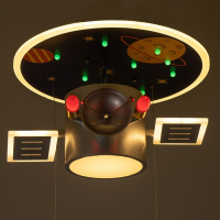 Светильник "Спутник" 1хLED 110Вт диммер+2х40Вт E14 серо-синий 68х55х33 см BayerLux