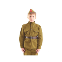 Костюм военного "Солдат", гимнастёрка, ремень, пилотка, 5-7 лет, рост 122-134 см