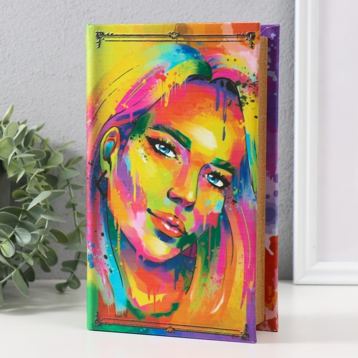 Сейф-книга дерево кожзам Сейф-книга дерево кожзам "Портрет девушки. Пятна краски" тиснение 21х13х5 см