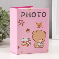 Фотоальбом кожзам  на 100 фото 10х15 "Мишка с книжками"  16,5х12,5х5 см