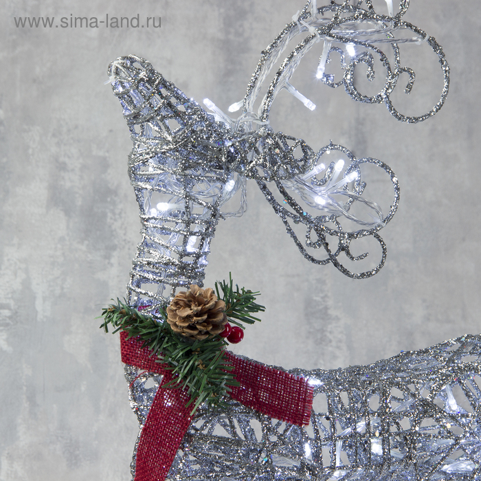 Светодиодная фигура «Олень», 30 × 60 × 12 см, металл, 220 В, свечение белое Светодиодная фигура «Олень», 30 × 60 × 12 см, металл, 220 В, свечение белое