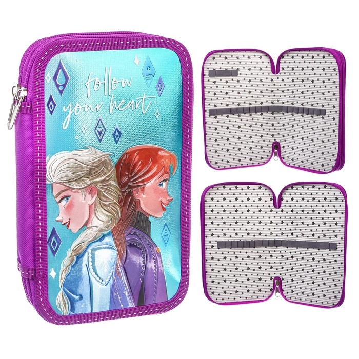 Пенал каркасный с эффектом металлик, 2 секции, 125х205х40 мм, ламинированный картон, Холодное сердце Пенал каркасный с эффектом металлик, 2 секции, 125х205х40 мм, ламинированный картон, Холодное сердце