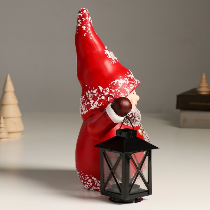 Подсвечник керамика "Малыш в красном наряде, с фонарём" 17х11х28 см