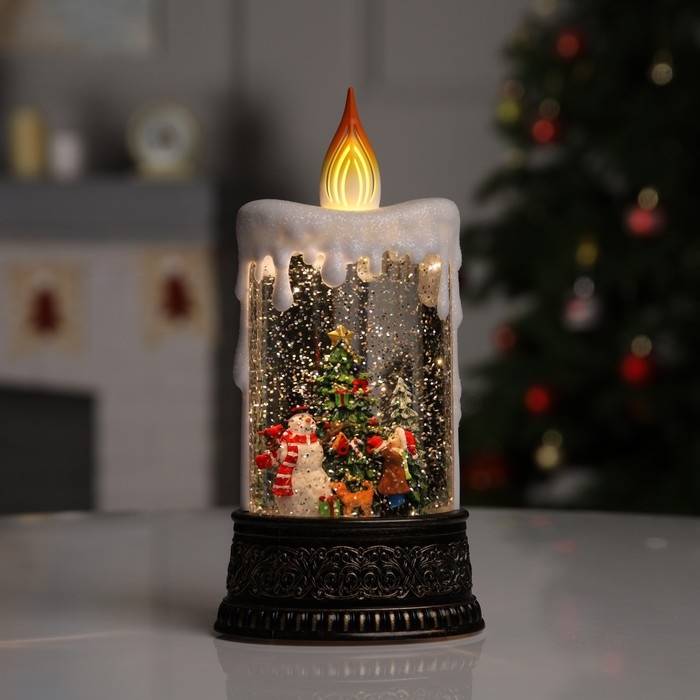 Светодиодная фигура «Свеча со снеговиком» 12.3 × 24 × 8 см, пластик, батарейки ААх3 (не в комплекте), USB, свечение тёплое белое Светодиодная фигура «Свеча со снеговиком» 12.3 × 24 × 8 см, пластик, батарейки ААх3 (не в комплекте), USB, свечение тёплое белое