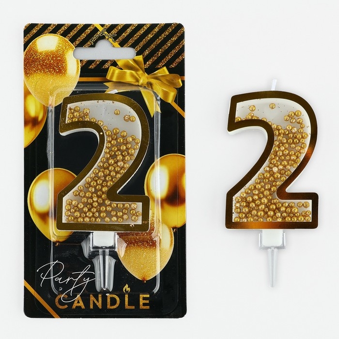 Свеча для торта, цифра с шейкером &laquo;2&raquo; , 9,5 х 4 см
