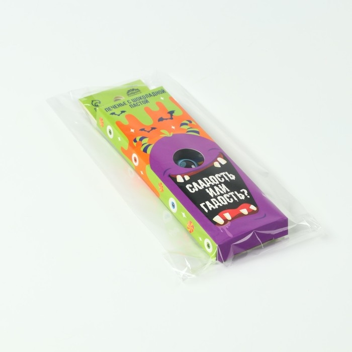 Хэллоуин печенье с шоколадной пастой, в коробке «Монстр», 5 шт. х 10 г Хэллоуин печенье с шоколадной пастой, в коробке «Монстр», 5 шт. х 10 г