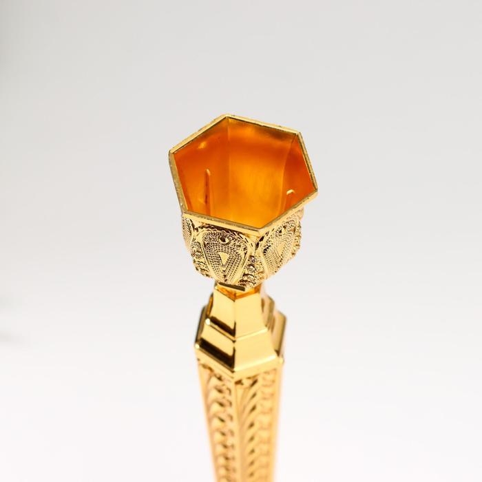 Подсвечник металл на 1 свечу  Подсвечник металл на 1 свечу "Узорный" золото 25х10х10 см