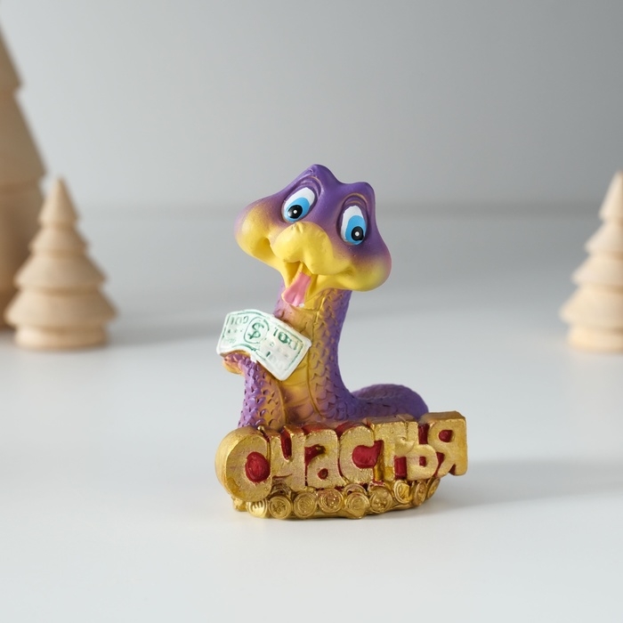 Сувенир полистоун Сувенир полистоун "Змейка с пожеланием и деньгами" МИКС 5х4х7 см