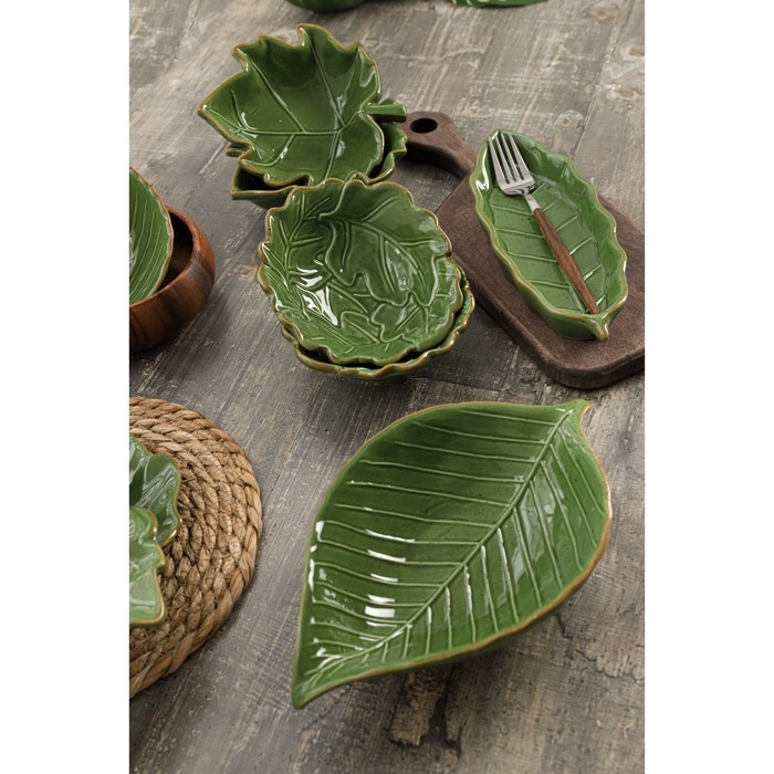 Салатник Доляна «Лист», 270 мл, 13,8×12,4 см, цвет зелёный Салатник Доляна «Лист», 270 мл, 13,8×12,4 см, цвет зелёный