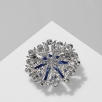 Брошь «Цветок» франжипани в стразах, цвет синий в серебре Брошь «Цветок» франжипани в стразах, цвет синий в серебре