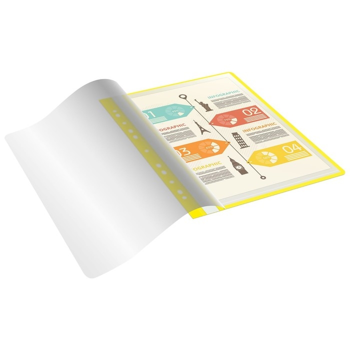 Папка с 10 вкладышами А4, 160 мкм, Calligrata, с перфорацией, жёлтая Папка с 10 вкладышами А4, 160 мкм, Calligrata, с перфорацией, жёлтая