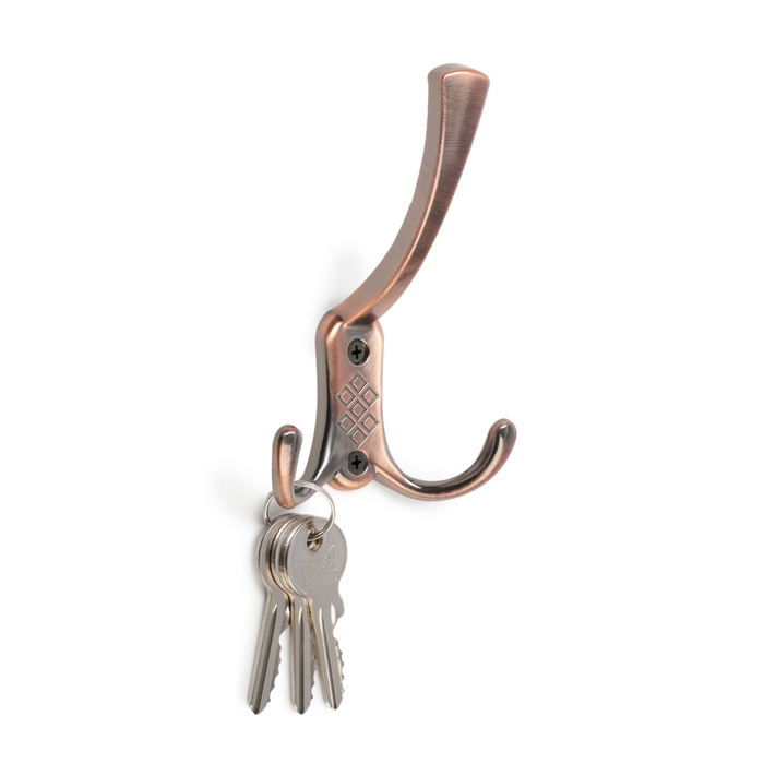 Крючок мебельный ТУНДРА TKT003 LIGHT, трехрожковый, медь Крючок мебельный ТУНДРА TKT003 LIGHT, трехрожковый, медь