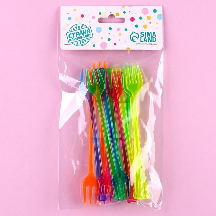 Пластиковые вилки, набор 12 шт., цвета МИКС Пластиковые вилки, набор 12 шт., цвета МИКС