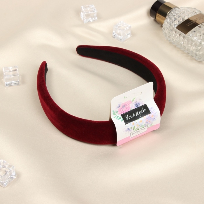 Ободок для волос Ободок для волос "Жаннет" классик бархат, 3 см, бордовый