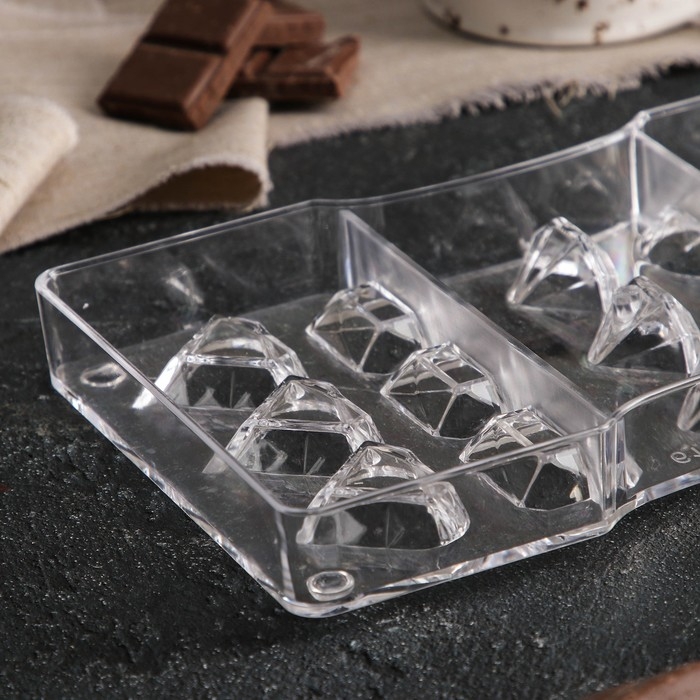 Форма для конфет и шоколада «Самоцветы», 15 ячеек, 20×12×2,5 см, цвет прозрачный Форма для конфет и шоколада «Самоцветы», 15 ячеек, 20×12×2,5 см, цвет прозрачный